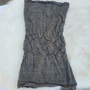 BUFF 100% Merino Wool Light Weight Neck Warmer Dark Gray Striped
